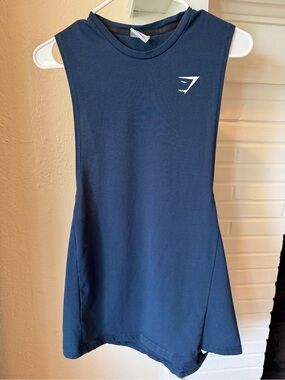 Gymshark Navy Sleeveless Gym Training Tank with White Logo Size Small